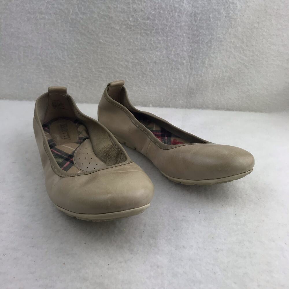 Born Women's Ballet Leather Flats Shoes Natural Tan Slip-On Comfort Size 6.5 M